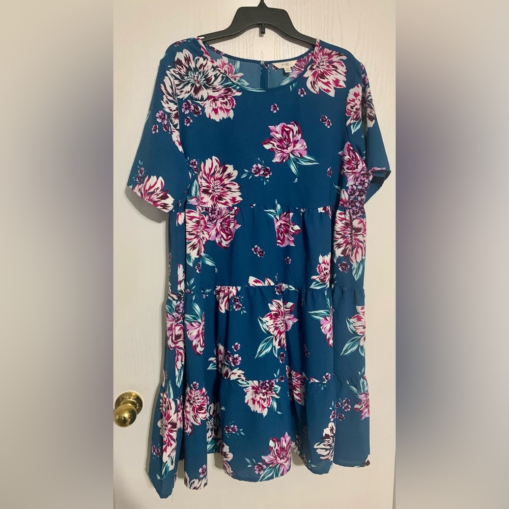Terra & Sky Teal Floral Dress